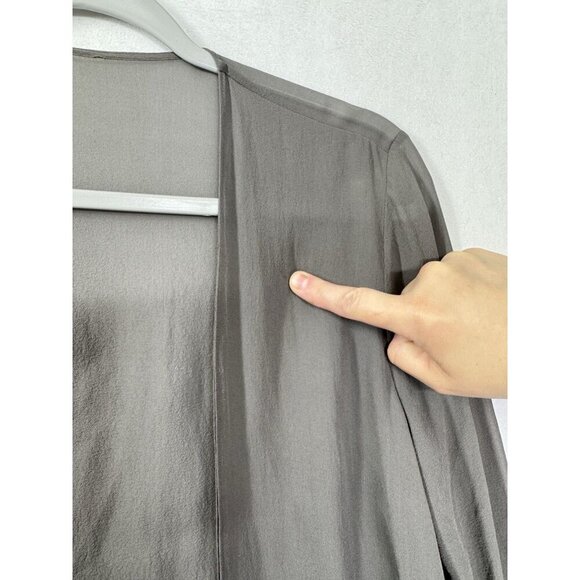 Eileen Fisher 100% Silk Open Front Drape Jacket Womens XS Gray Crepe Sheer Cape - Picture 5 of 10